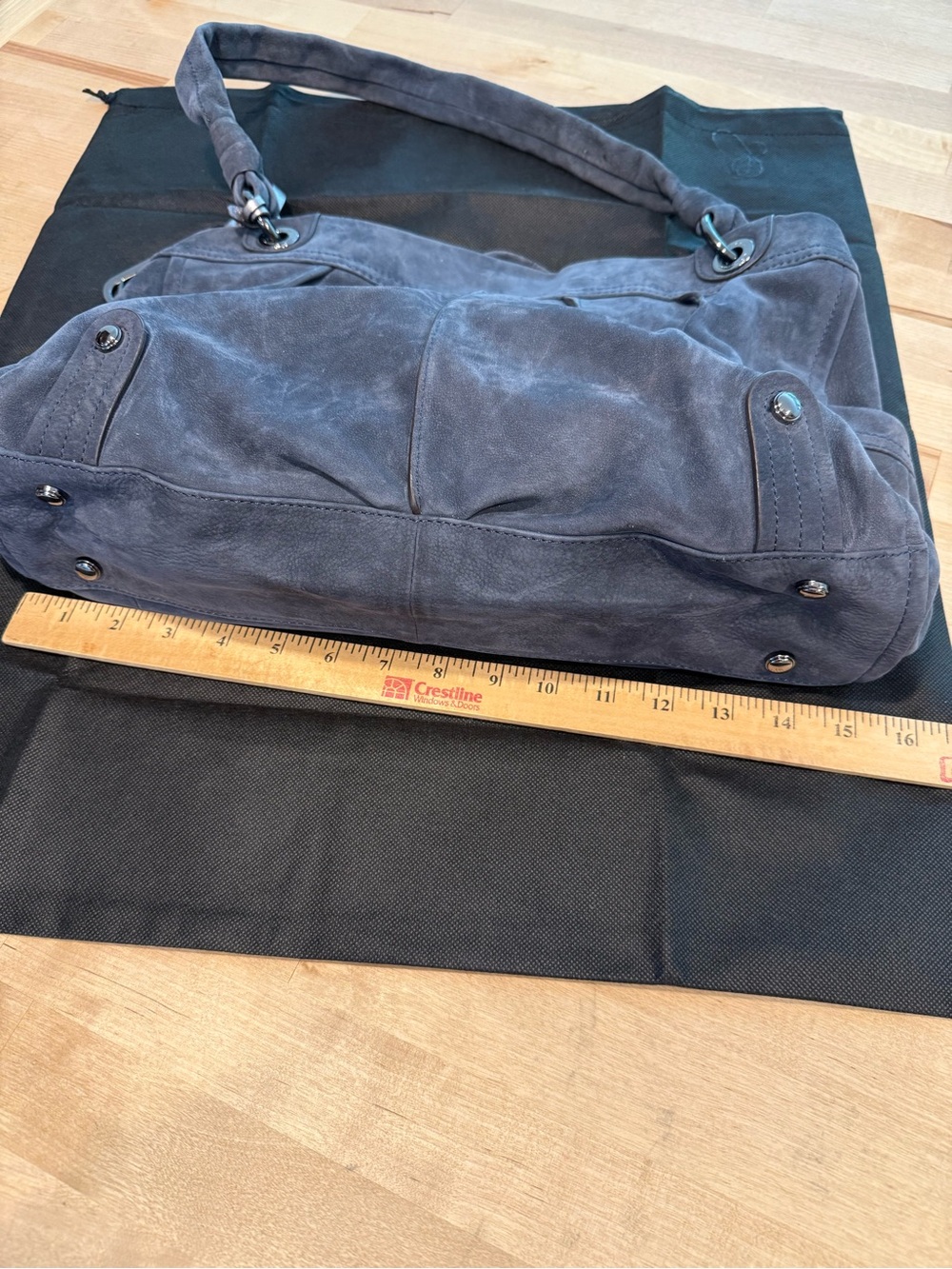 b. makowsky Vintage Blue Suede Shoulder Bag Purse Y2K Dust Bag Slouchy Hobo - Picture 8 of 12